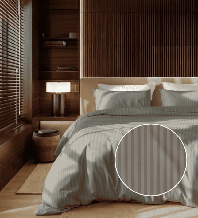 Dekbedovertrek Katoen-Satijn - Satijnstreep - Grijs