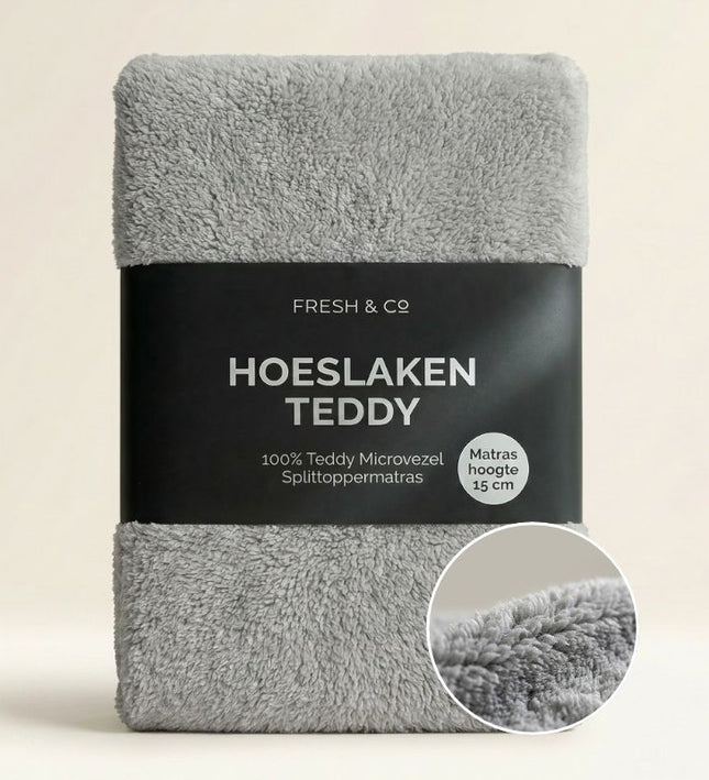 Splittopper Hoeslaken Teddy - Licht Grijs