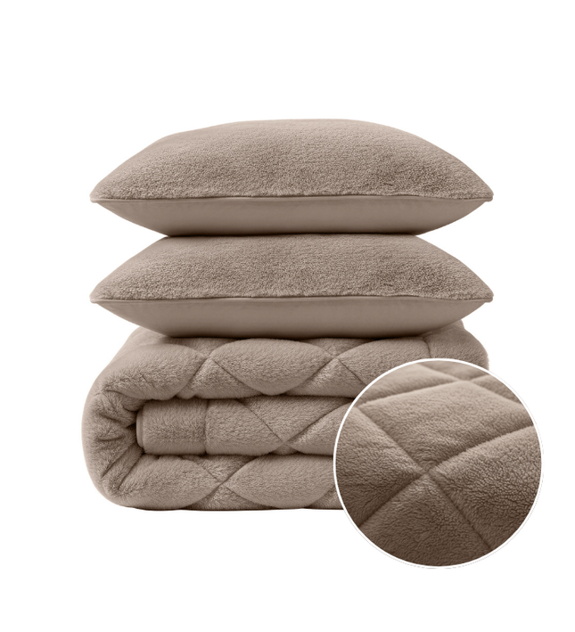 Lazy Dekbed Zonder Overtrek - Teddy Fur - Taupe