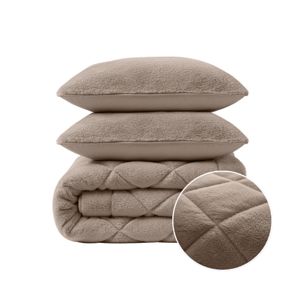 Lazy Dekbed Zonder Overtrek - Teddy Fur - Taupe