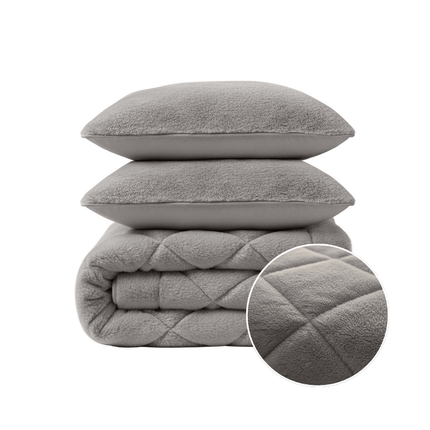 Lazy Dekbed Zonder Overtrek - Teddy Fur - Grijs