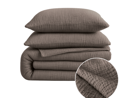 Lazy Dekbed Zonder Overtrek - Katoen Mousseline - Donker Taupe