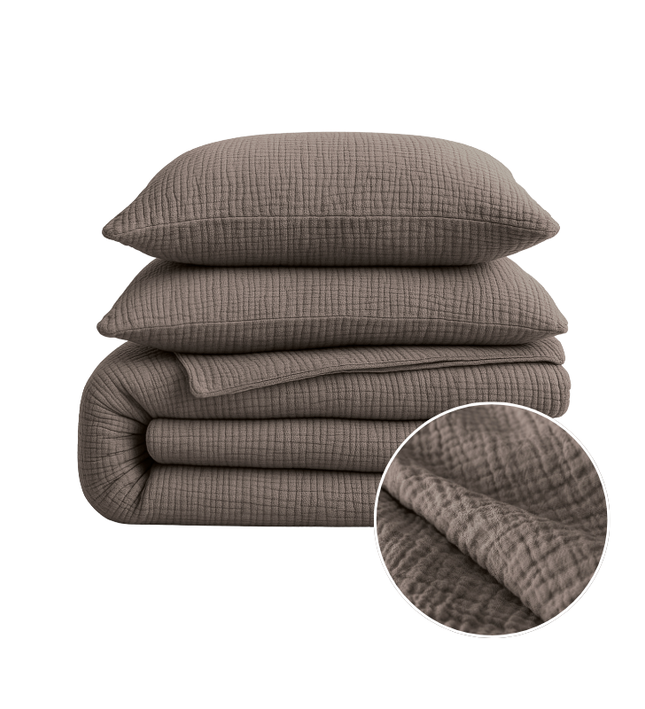 Lazy Dekbed Zonder Overtrek - Katoen Mousseline - Donker Taupe