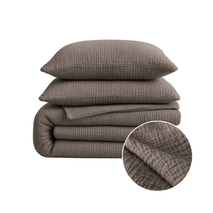 Lazy Dekbed Zonder Overtrek - Katoen Mousseline - Donker Taupe