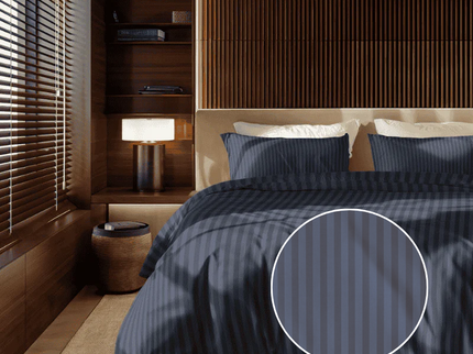 Dekbedovertrek Katoen-Satijn - Satijnstreep - Donkerblauw