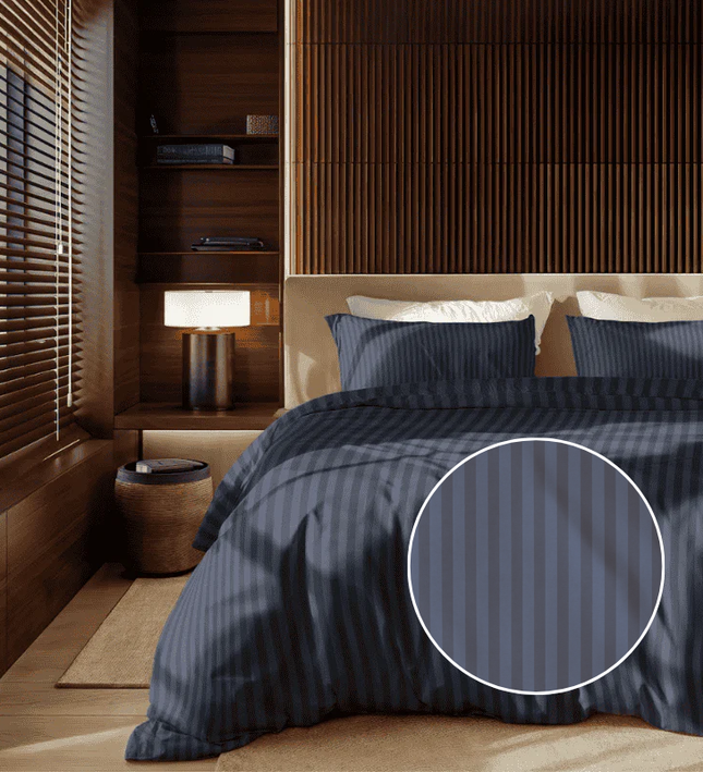 Dekbedovertrek Katoen-Satijn - Satijnstreep - Donkerblauw