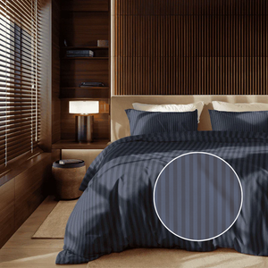 Dekbedovertrek Katoen-Satijn - Satijnstreep - Donkerblauw
