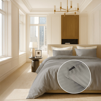 Dekbedovertrek Katoen-Satijn - Satijnstreep - Grijs