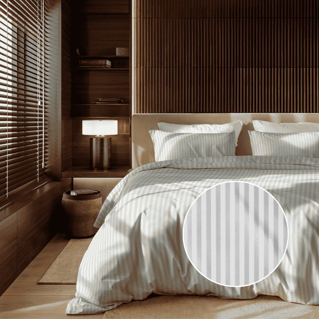 Dekbedovertrek Katoen-Satijn - Satijnstreep - Wit
