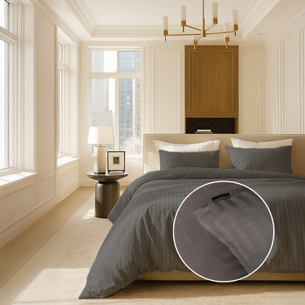 Dekbedovertrek Katoen-Satijn - Satijnstreep - Antraciet