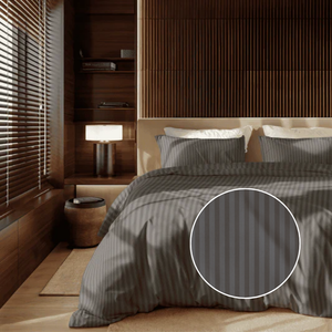 Dekbedovertrek Katoen-Satijn - Satijnstreep - Antraciet