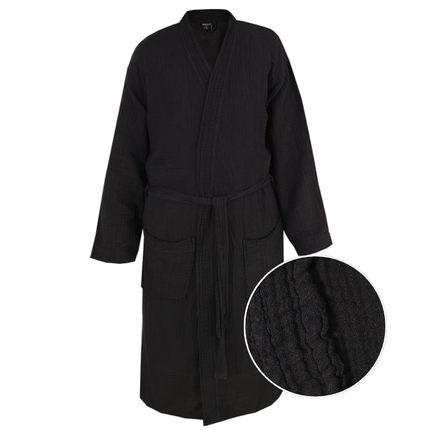 Badjas Mousseline Katoen - Zwart