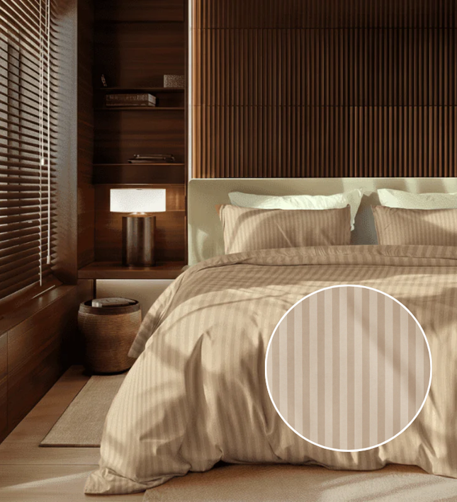 Dekbedovertrek Katoen-Satijn - Satijnstreep - Taupe