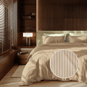 Dekbedovertrek Katoen-Satijn - Satijnstreep - Taupe