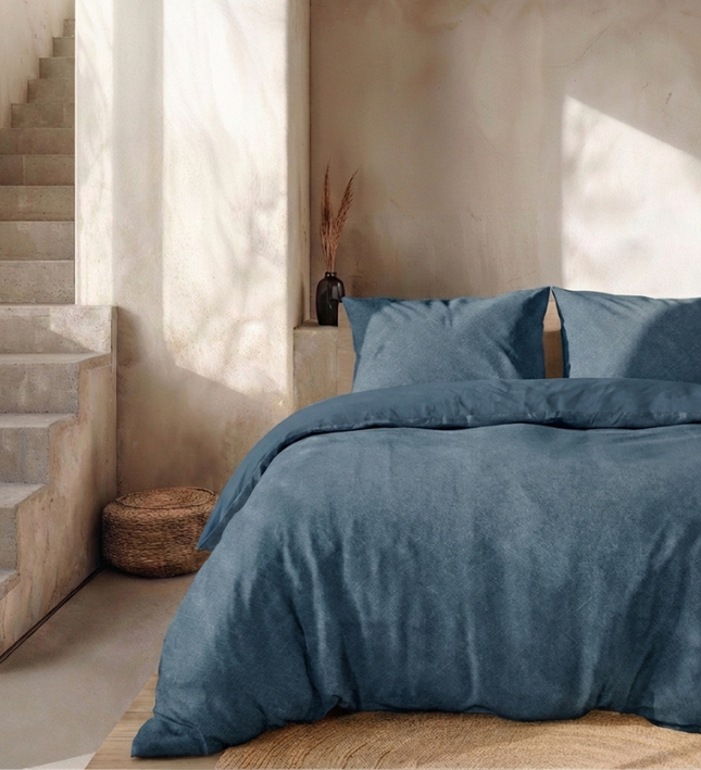 Dekbedovertrek Percale Katoen - Stonewash Blue