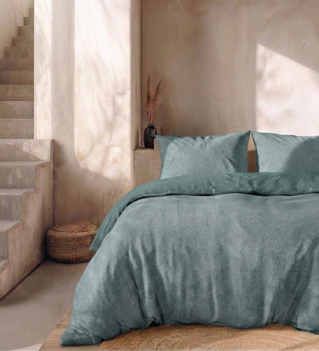 Dekbedovertrek Percale Katoen - Stonewash Green