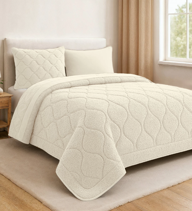 Lazy Dekbed Zonder Overtrek - Teddy - Beige/Off White