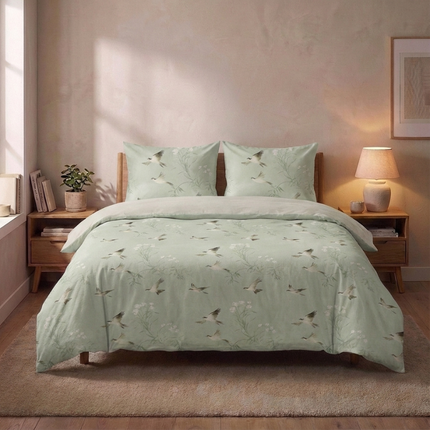 Dekbedovertrek Percale Katoen - Lotus Birds