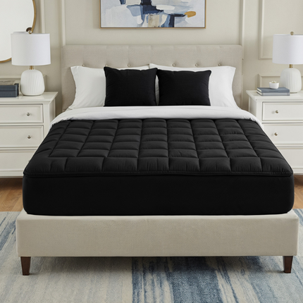 Wasbare Topper & Hoeslaken in 1 – Ultiem Slaapcomfort - Zwart