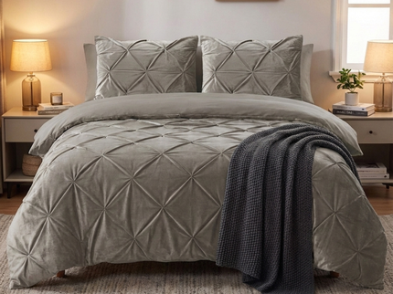 Dekbedovertrek Velvet Pintuck - Zand