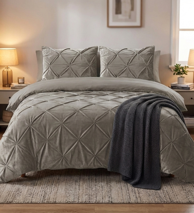 Dekbedovertrek Velvet Pintuck - Zand