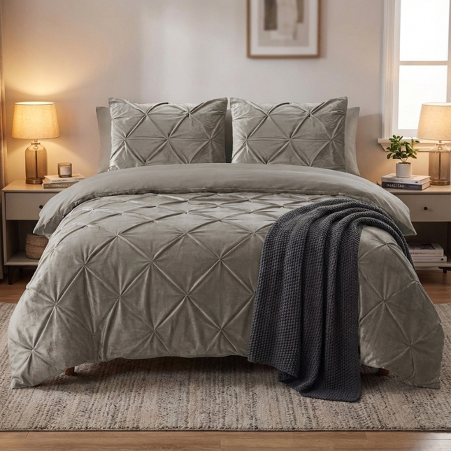 Dekbedovertrek Velvet Pintuck - Zand