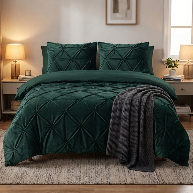 Dekbedovertrek Velvet Pintuck - Groen