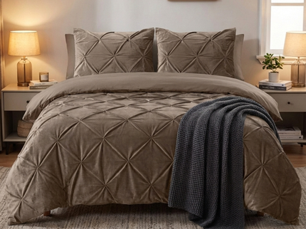 Dekbedovertrek Velvet Pintuck - Taupe