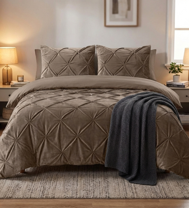 Dekbedovertrek Velvet Pintuck - Taupe