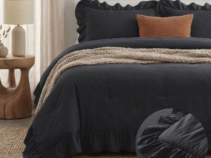 Lazy Dekbed Zonder Overtrek Ruffles - Antraciet