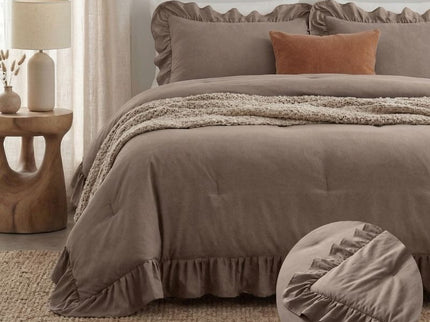 Lazy Dekbed Zonder Overtrek Ruffles - Taupe