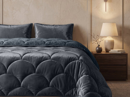 Lazy Dekbed Zonder Overtrek Teddy en Velvet - Antraciet3