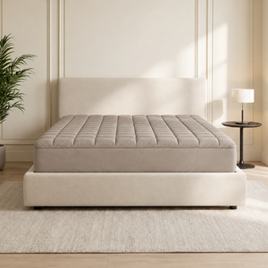 Wasbare Topper & Hoeslaken in 1 – Ultiem Slaapcomfort - Taupe/Beige