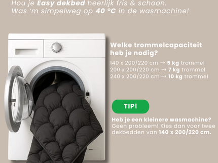 Easy Dekbed Zonder Overtrek Wave Uni - Zwart
