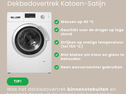 Dekbedovertrek Katoen-Satijn Uni - - Navy