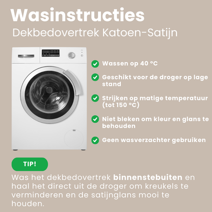 Dekbedovertrek Katoen-Satijn Uni - Grijs