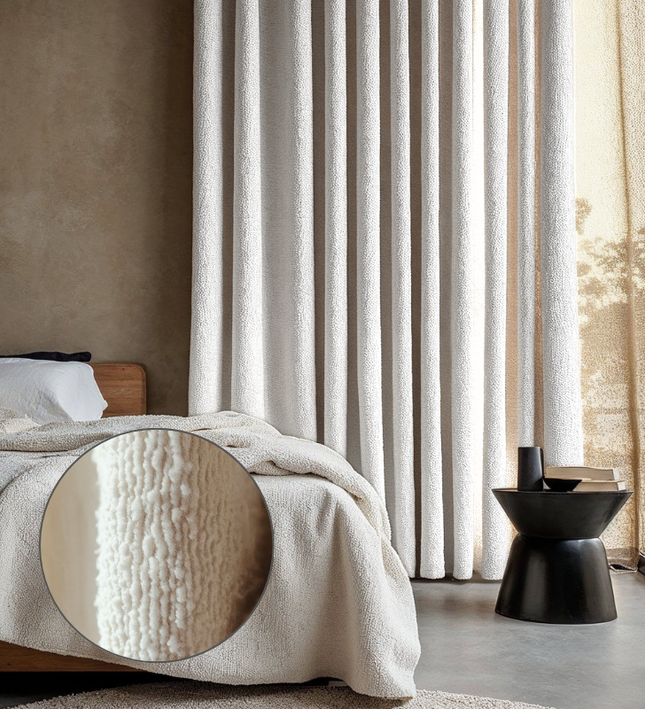 Gordijnen Bouclé - Haken of Ringen - Off-White