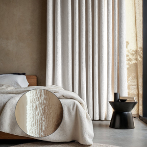 Gordijnen Bouclé - Haken of Ringen - Off-White