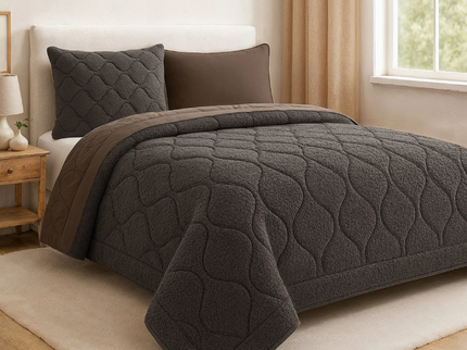 Lazy Dekbed Zonder Overtrek - Teddy - Taupe/Grijs