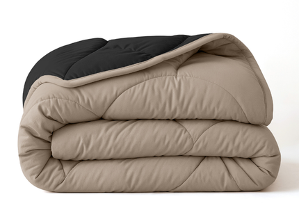 Lazy Dekbed Zonder Overtrek - Double Face - Zwart / Taupe