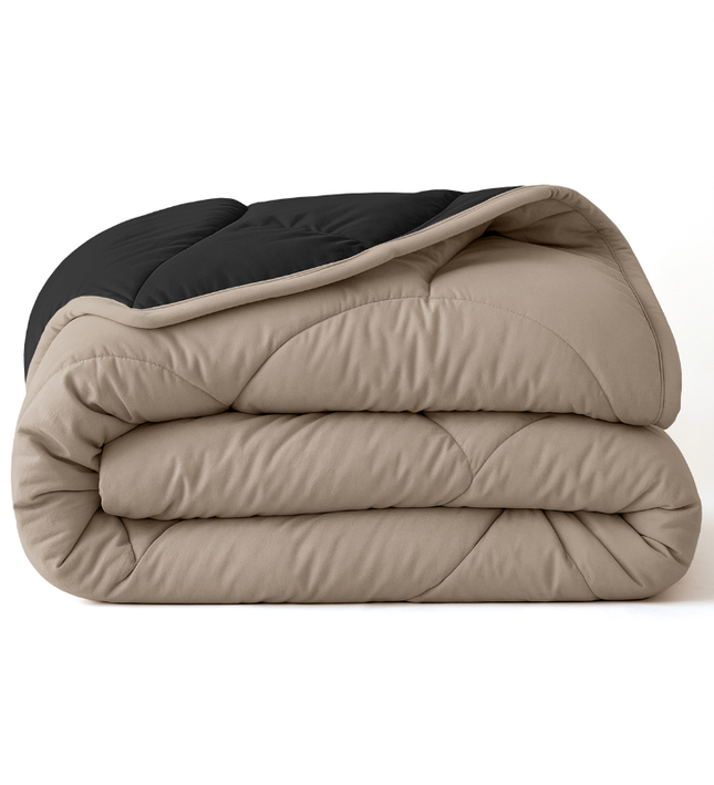 Lazy Dekbed Zonder Overtrek - Double Face - Zwart / Taupe