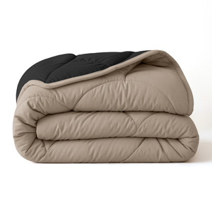 Lazy Dekbed Zonder Overtrek - Double Face - Zwart / Taupe