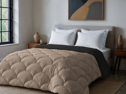 Lazy Dekbed Zonder Overtrek - Double Face - Zwart / Taupe