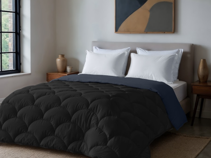 Lazy Dekbed Zonder Overtrek - Double Face - Zwart / Antraciet