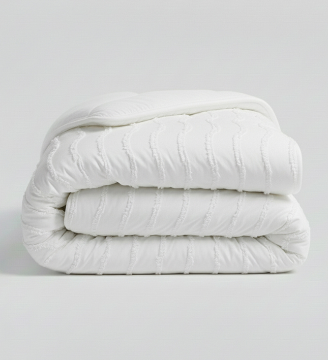 Easy Dekbed Zonder Overtrek - Japandi Waves - Wit