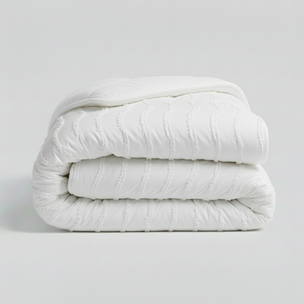 Easy Dekbed Zonder Overtrek - Japandi Waves - Wit