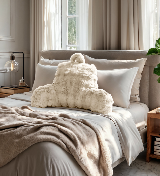 Kussen Bedsteun Pompom - Beige