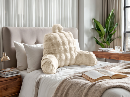 Kussen Bedsteun Pompom - Beige