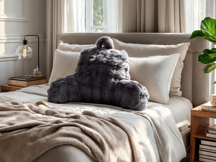 Kussen Bedsteun Pompom - Antraciet