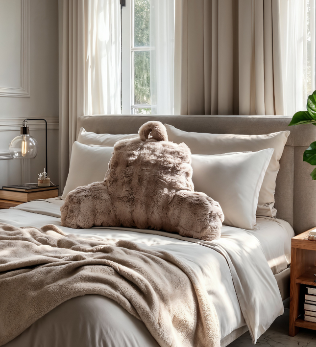 Kussen Bedsteun Pompom - Taupe